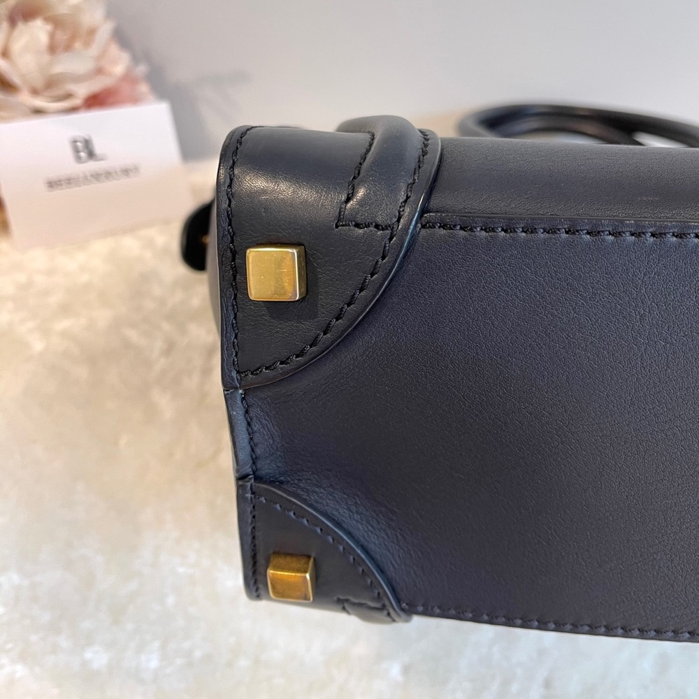 💙 Celine Micro Luggage 💙 Navy Blue GHW Tote Bag - Picture 8 of 15